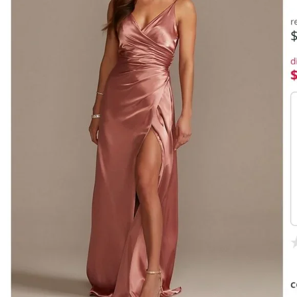 David's Bridal Cowl Neck Strappy Dress As Is Velvet Cowl Neck